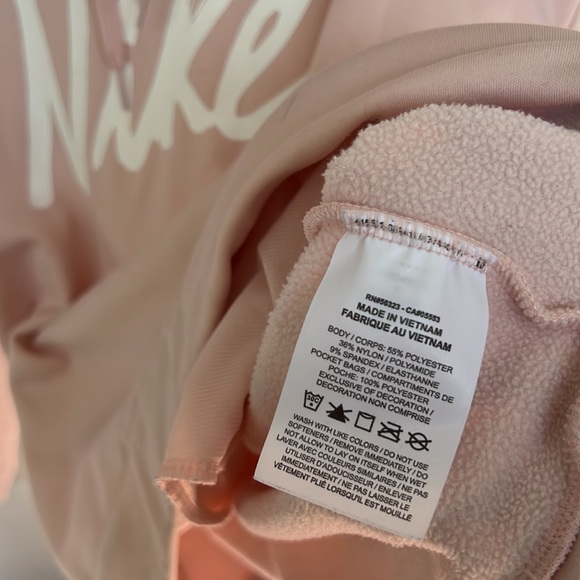 Baby Pink Nike Fleece Hooded Sweatshirt - Picture 8 of 10